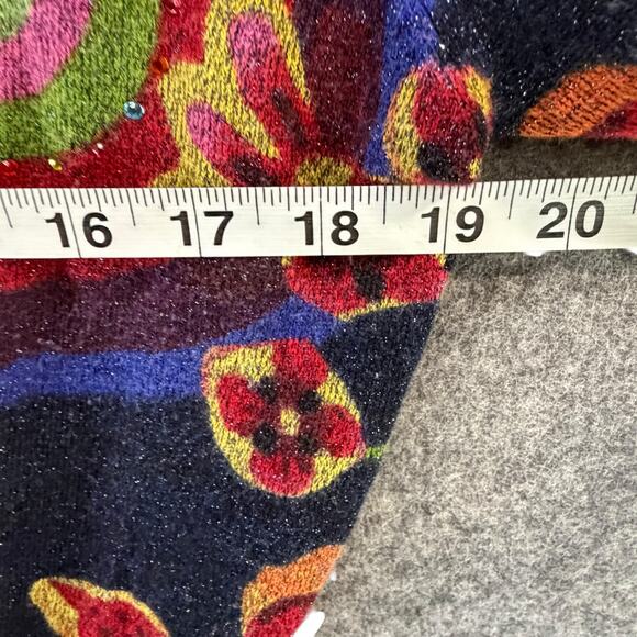 Desigual Beni Cardigan Sweater Women M Multicolor Floral Asymmetrical Boho Artsy - Picture 10 of 15